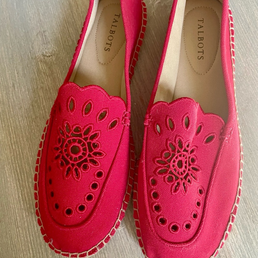 Talbots Women's Red Eyelet Espadrilles New W/O Box